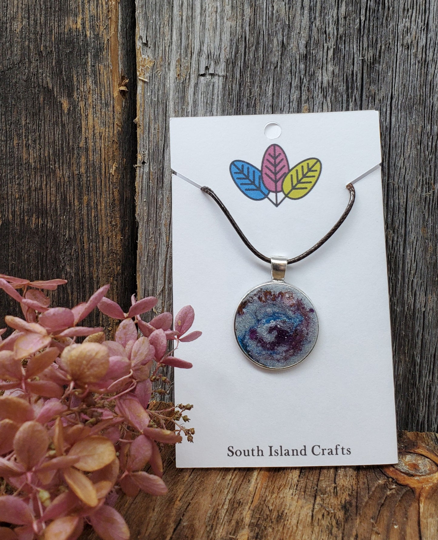 Pendant blue purple silver